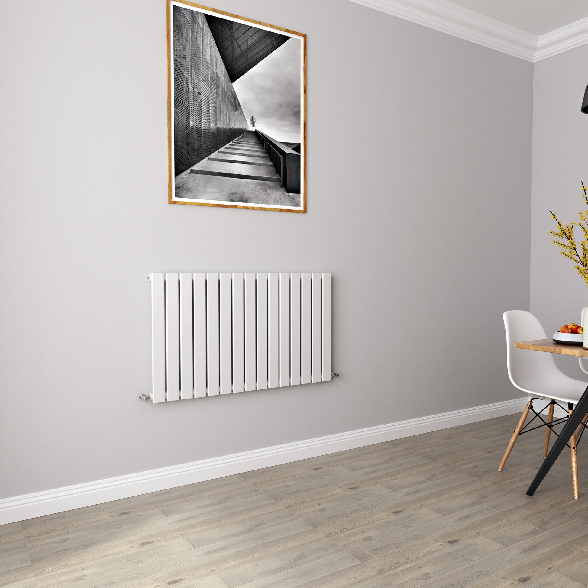 AICA - Modern Horizontal 600x1020mm Single White Flat Panel Radiator