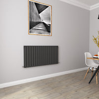 AICA - Modern Horizontal 600x1156mm Double Anthracite Flat Panel Radiator