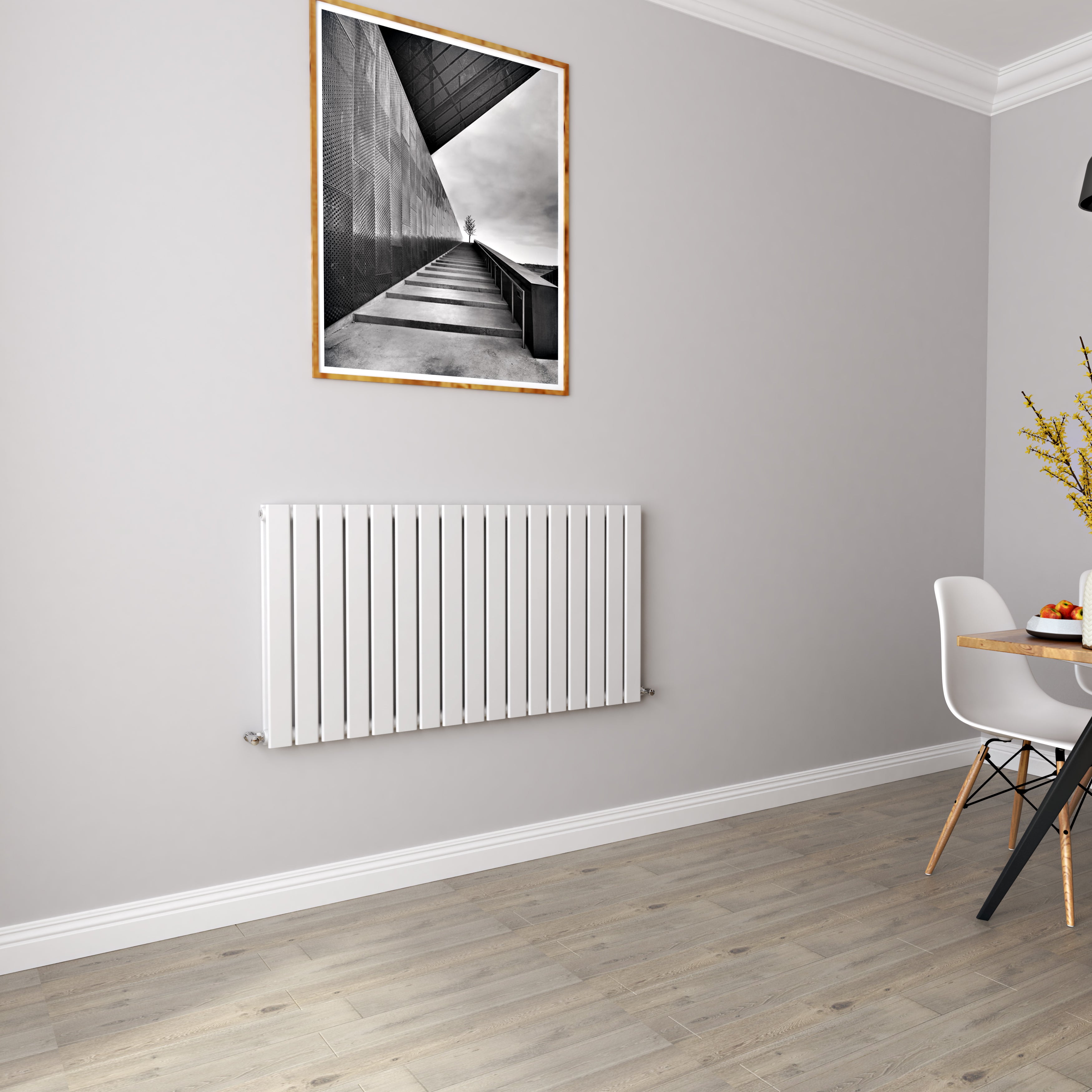 AICA - Modern Horizontal 600x1156mm Double White Flat Panel Radiator