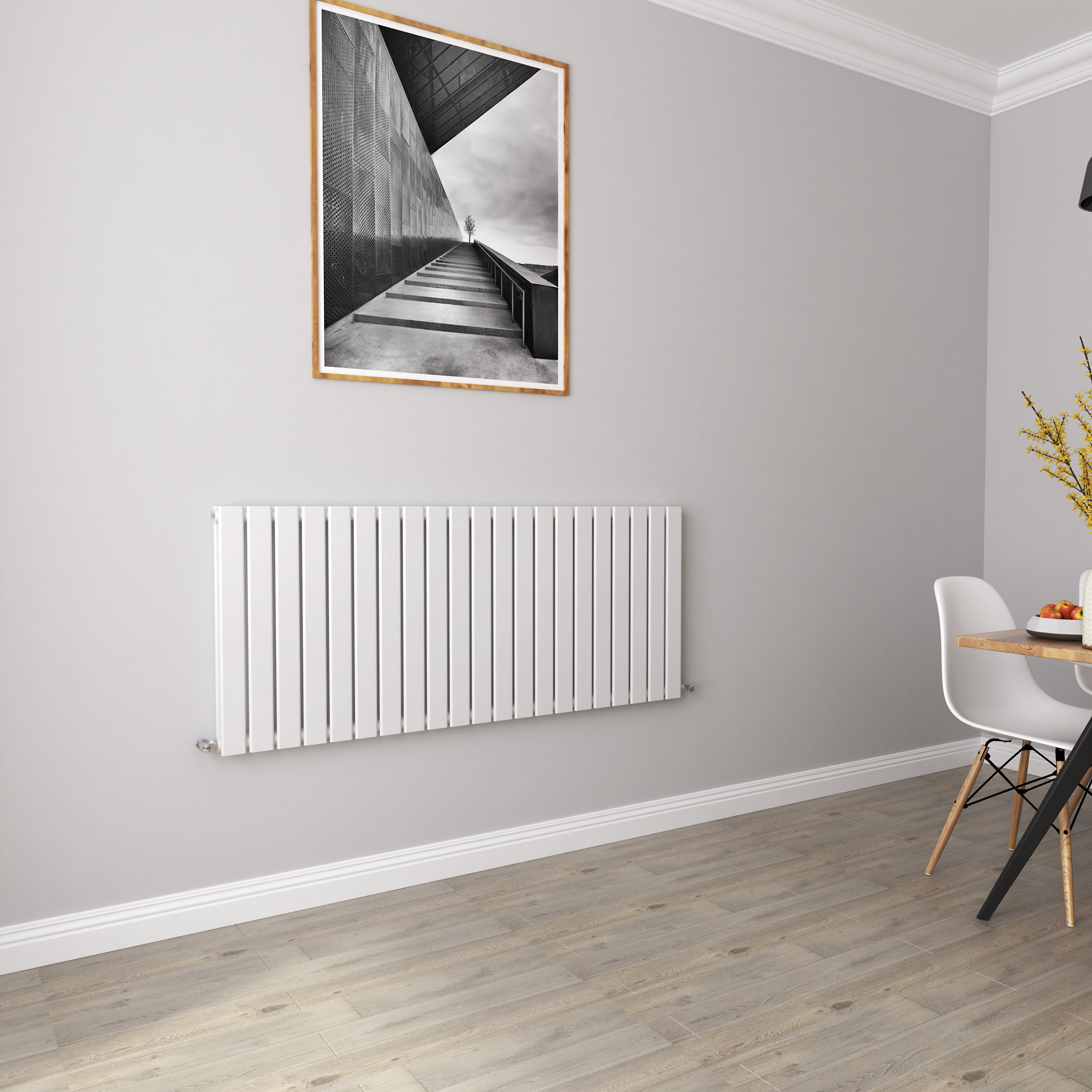 AICA - Modern Horizontal 600x1428mm Double White Flat Panel Radiator