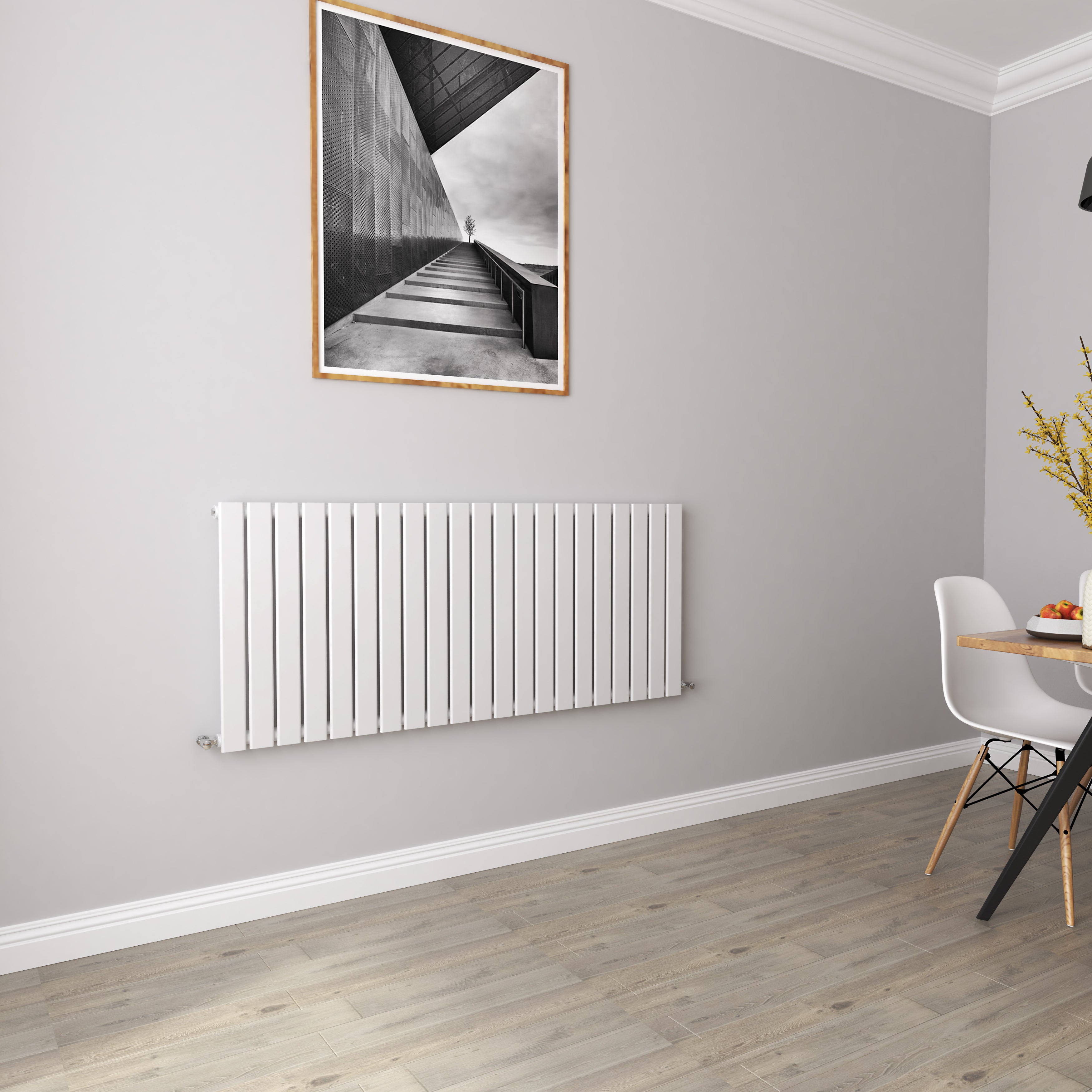 AICA - Modern Horizontal 600x1428mm Single White Flat Panel Radiator