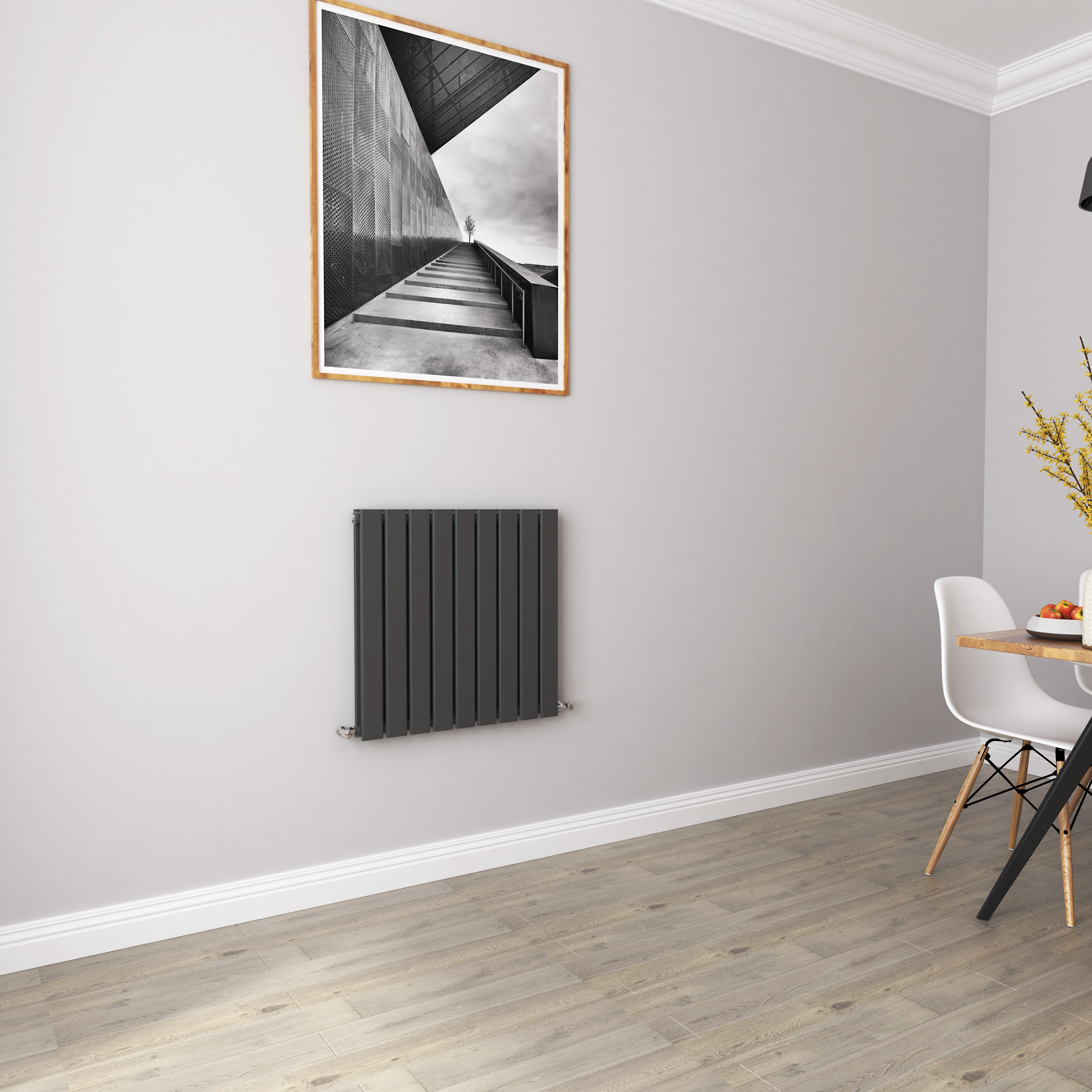 AICA - Modern Horizontal 600x612mm Double Anthracite Flat Panel Radiator