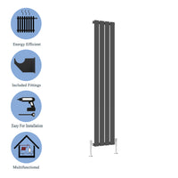 Modern Vertical Single Anthracite Flat Panel Radiator