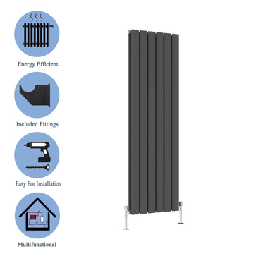 Modern Vertical Double Anthracite Flat Panel Radiator