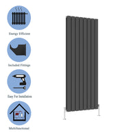 Modern Vertical Double Anthracite Flat Panel Radiator