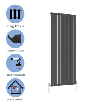 Modern Vertical Single Anthracite Flat Panel Radiator