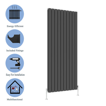 Modern Vertical Double Anthracite Flat Panel Radiator