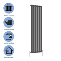 Modern Vertical Single Anthracite Flat Panel Radiator