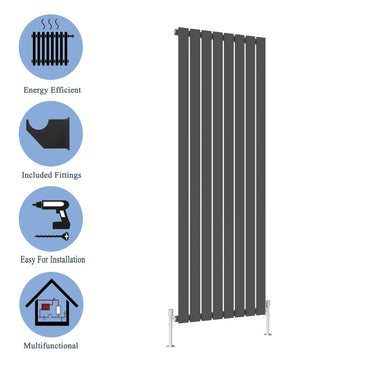 Modern Vertical Single Anthracite Flat Panel Radiator