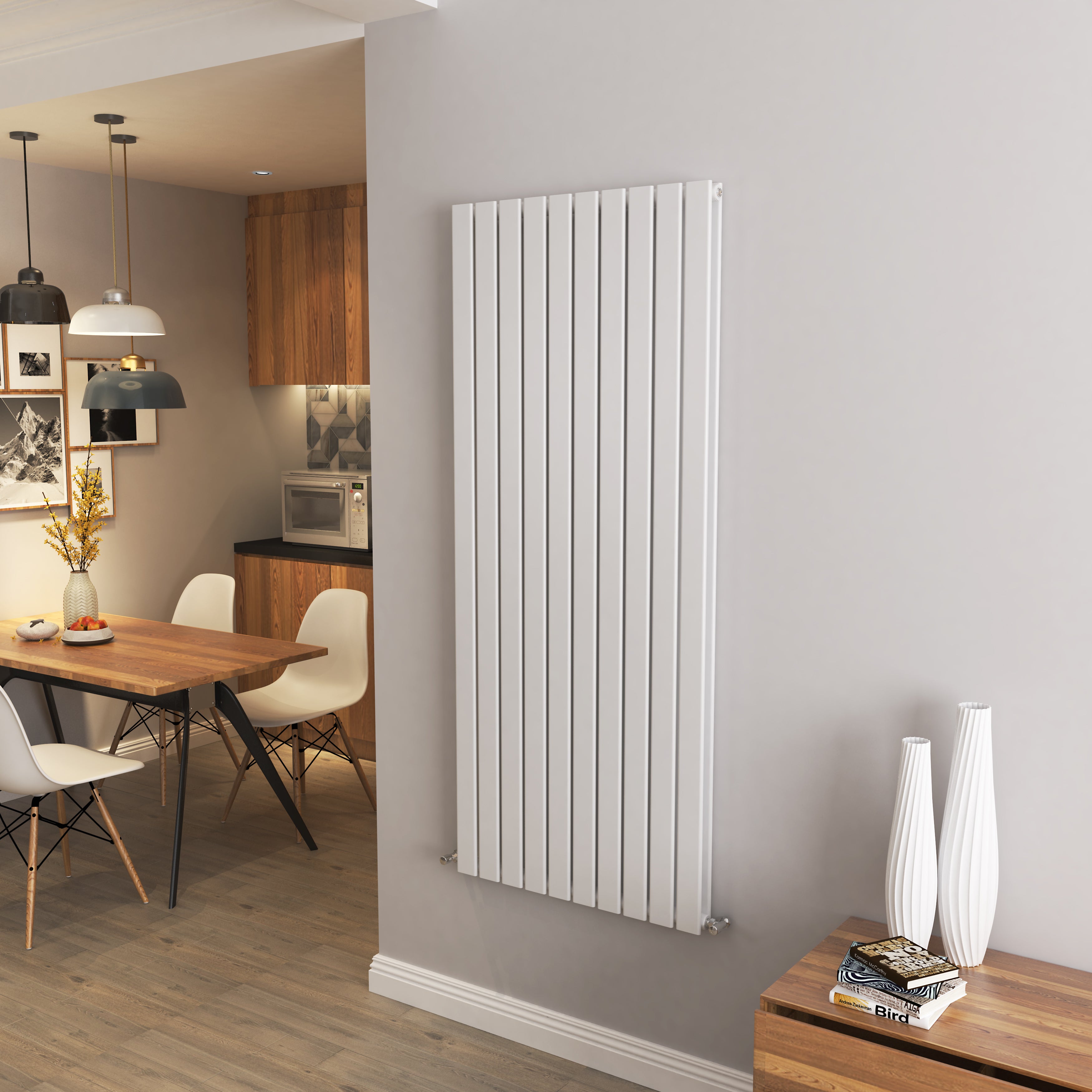 AICA - Modern Vertical 1600x680mm Double White Flat Panel Radiator