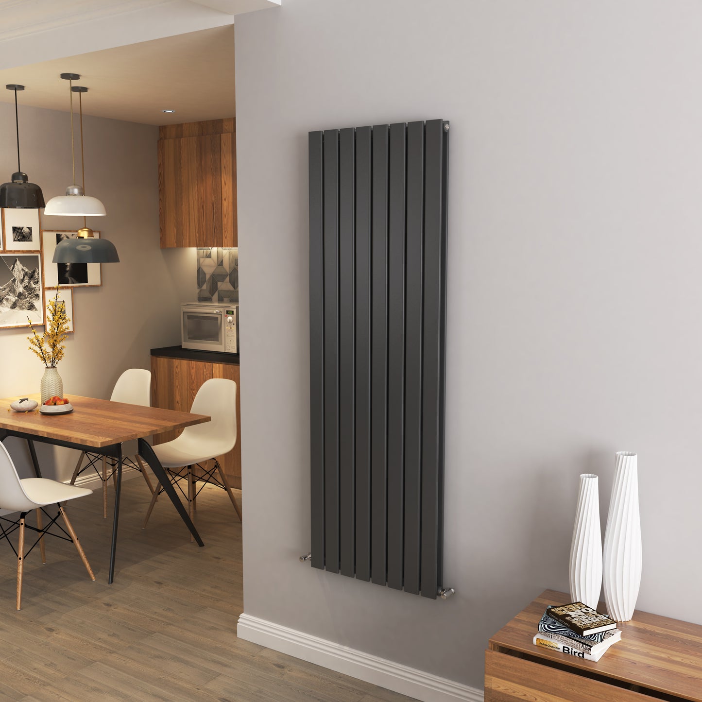 AICA - Modern Vertical 1600x544mm Double Anthracite Flat Panel Radiator