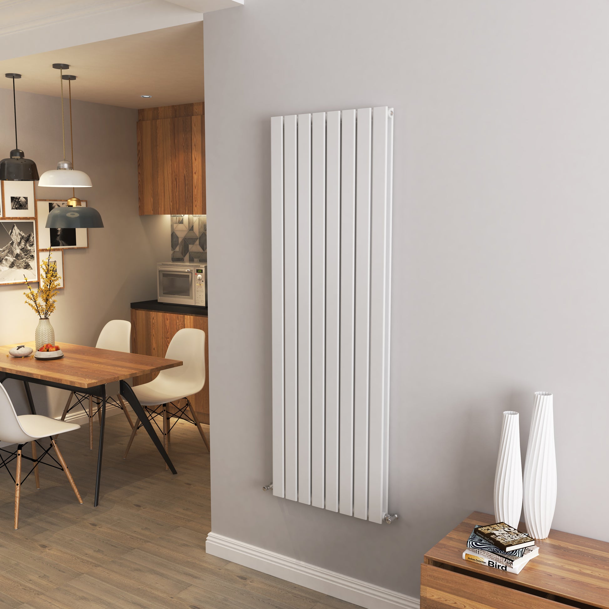 AICA - Modern Vertical 1600x544mm Double White Flat Panel Radiator