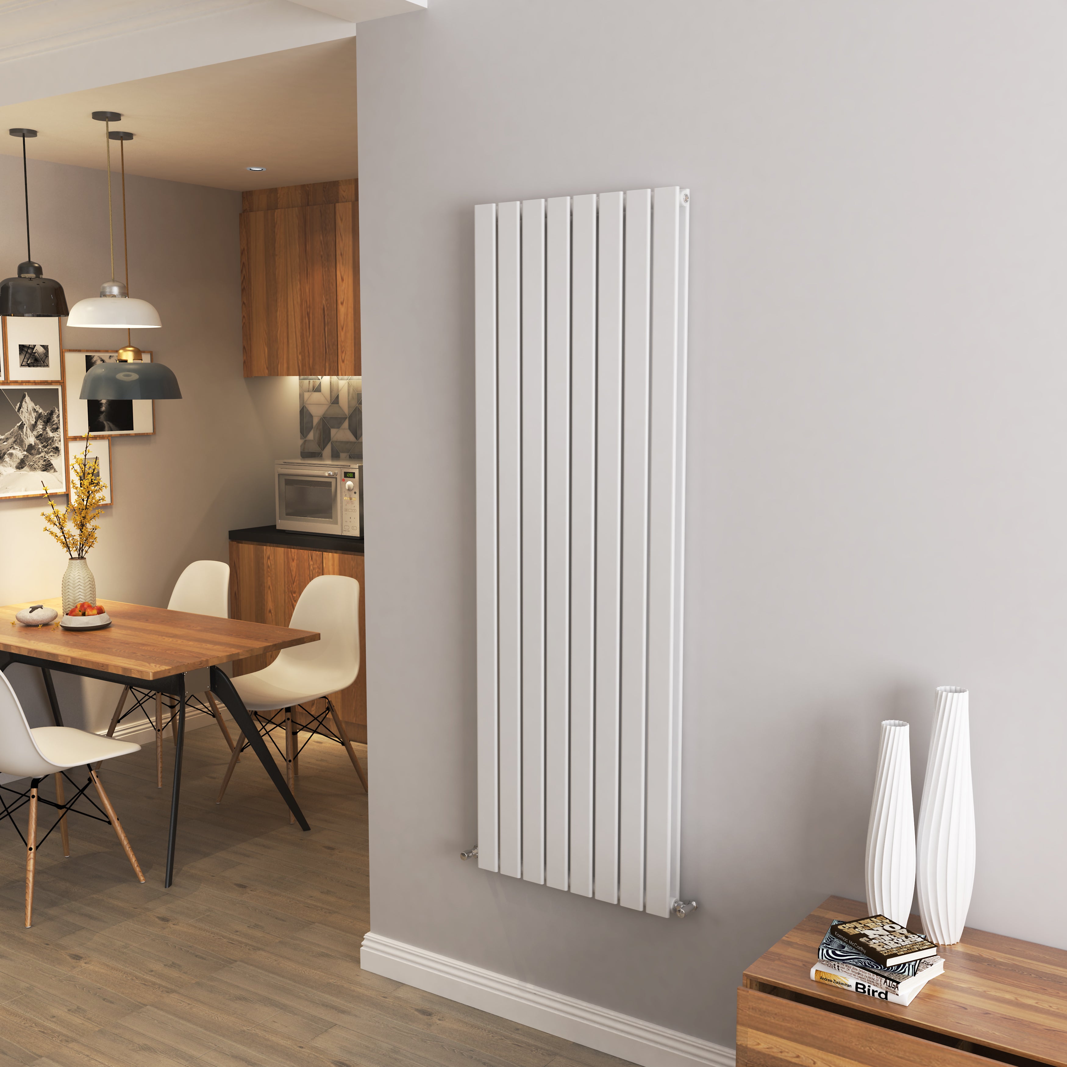 AICA - Modern Vertical 1600x544mm Double White Flat Panel Radiator