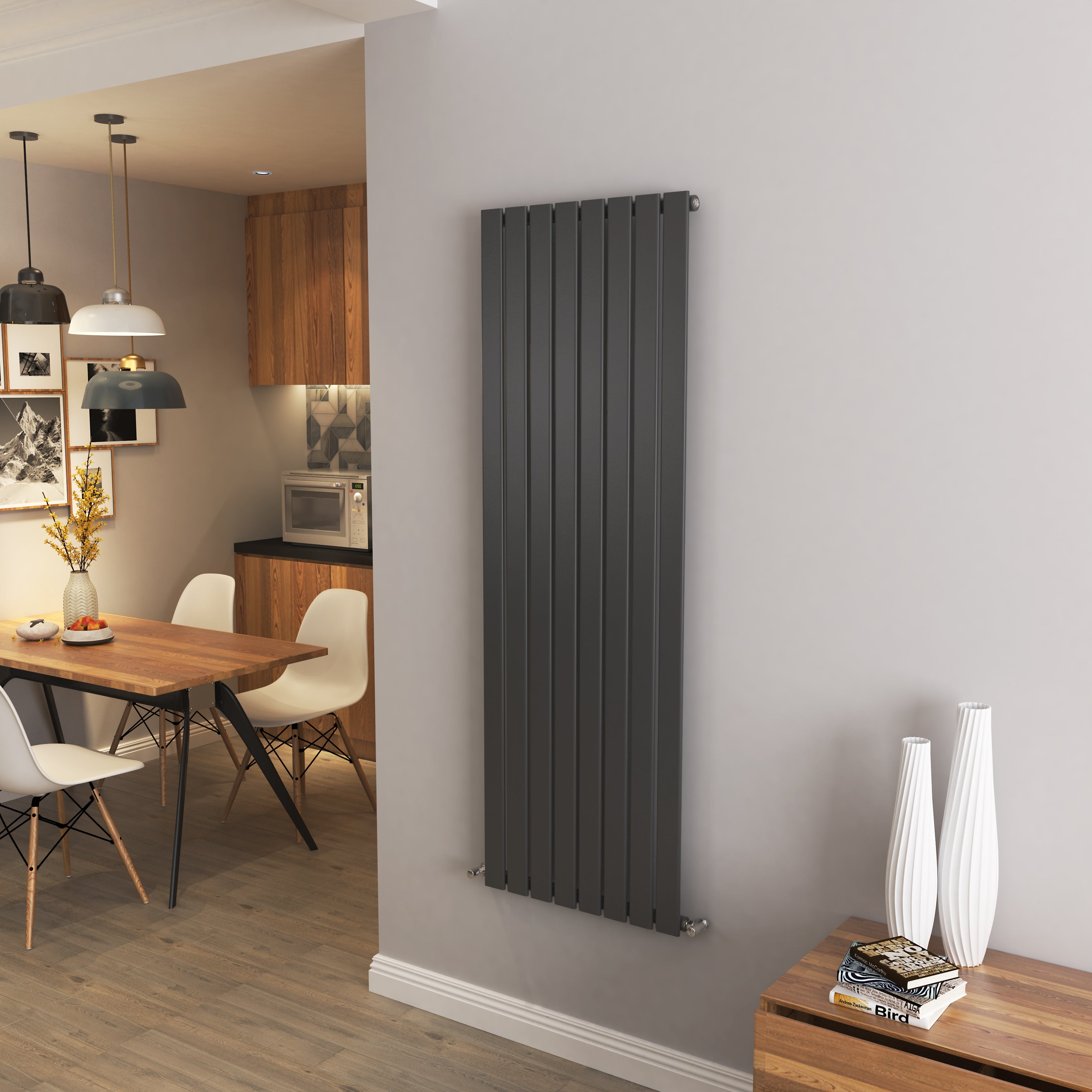 AICA - Modern Vertical 1600x544mm Single Anthracite Flat Panel Radiator