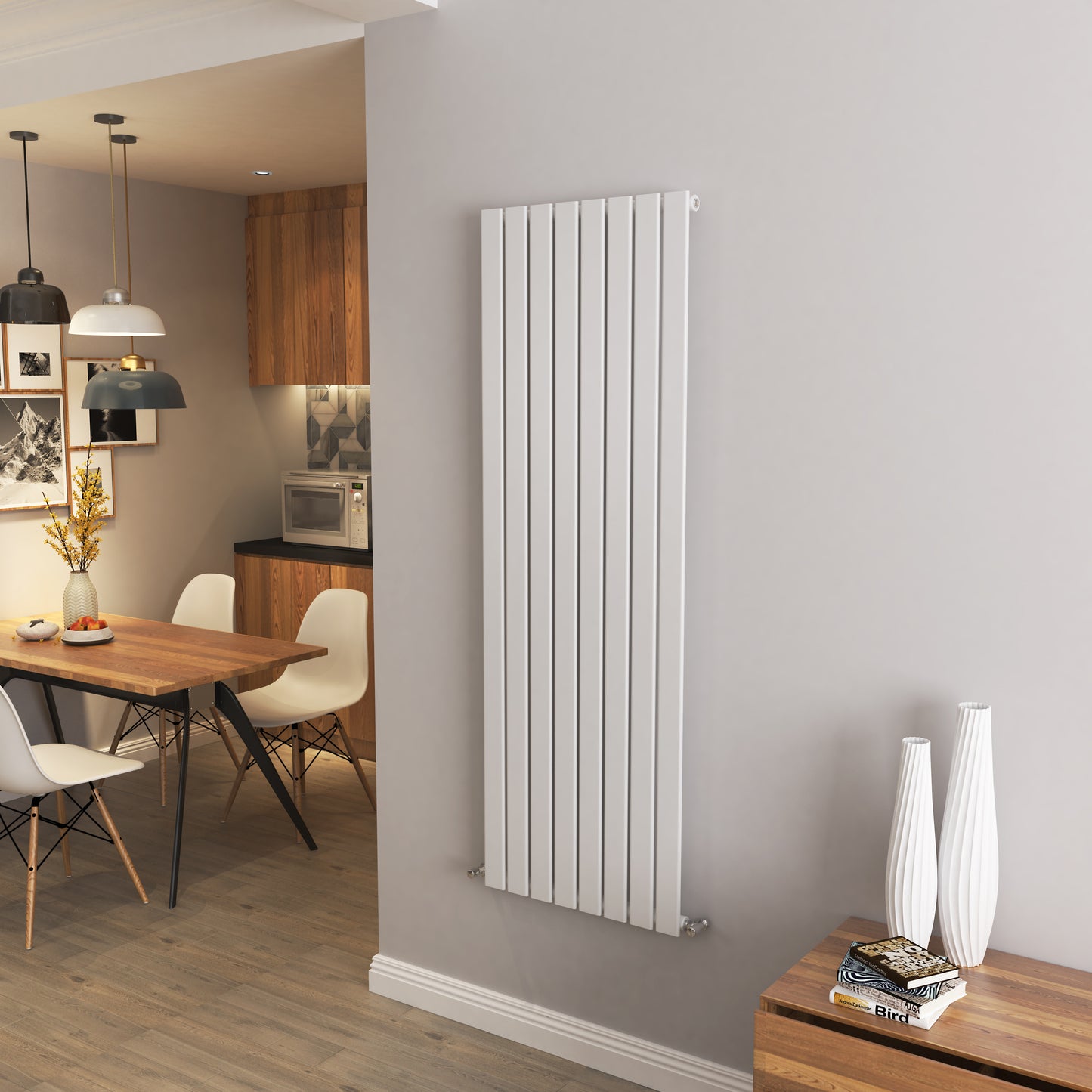 AICA - Modern Vertical 1600x544mm Single White Flat Panel Radiator