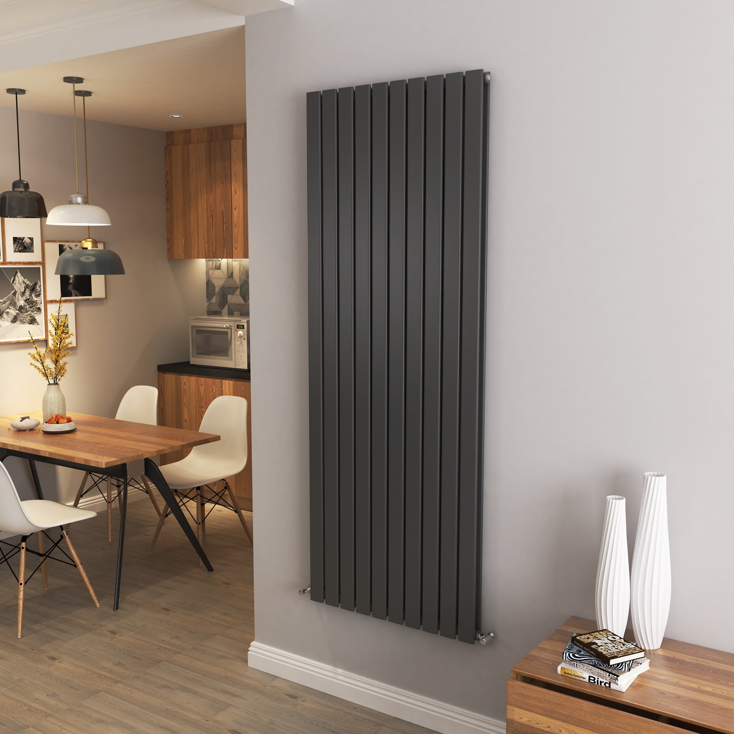 AICA - Modern Vertical 1800x680mm Double Anthracite Flat Panel Radiator