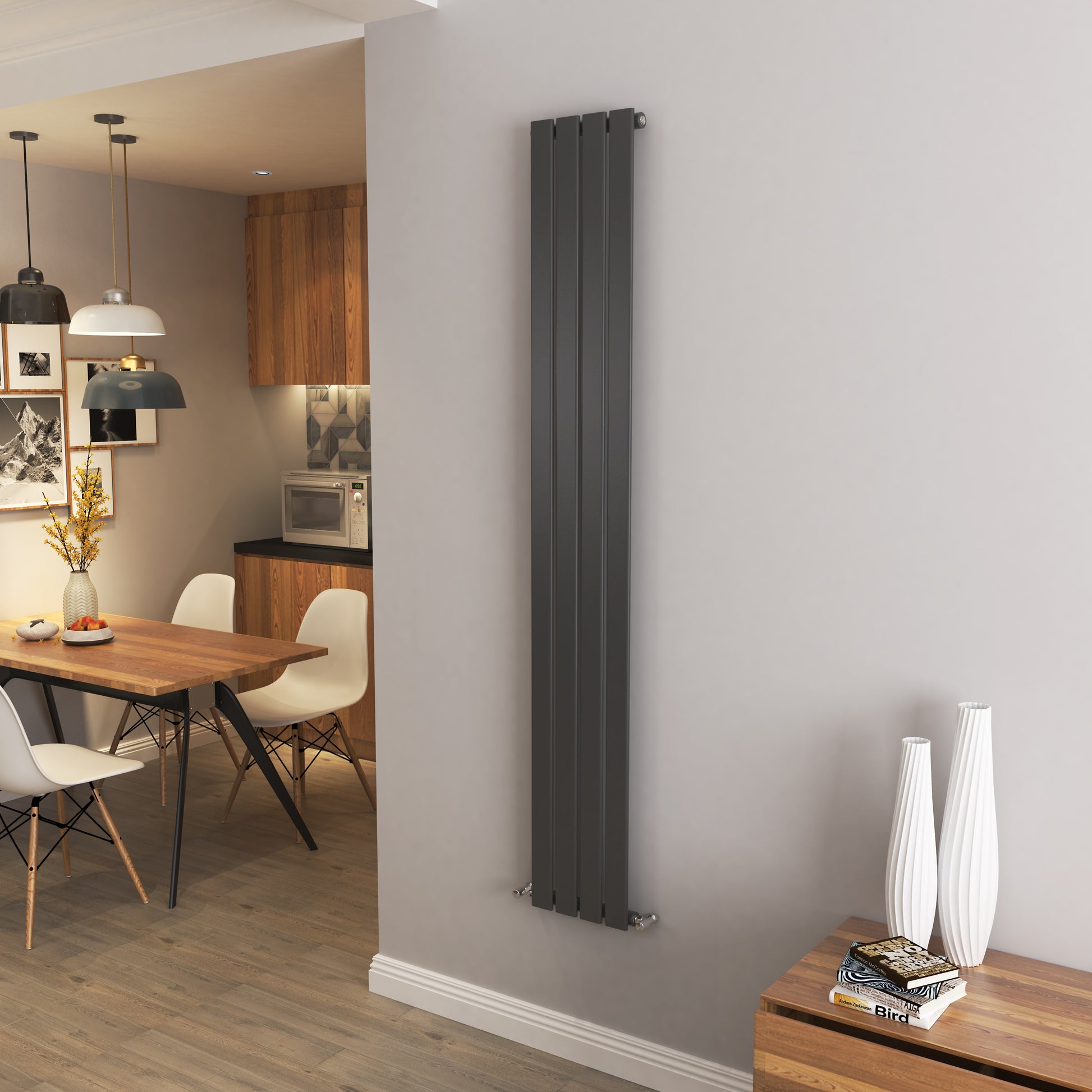 AICA - Modern Vertical 1800x272mm Single Anthracite Flat Panel Radiator