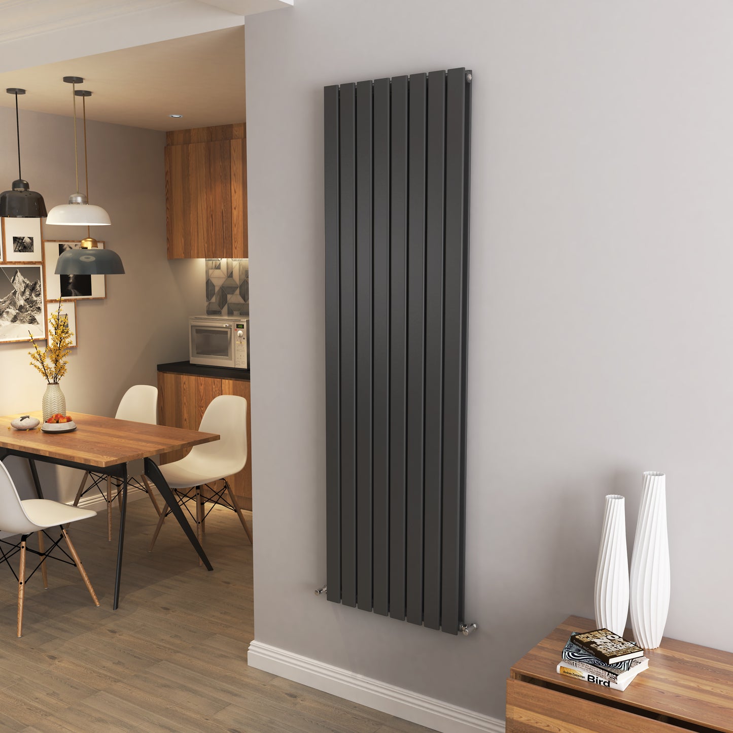 AICA - Modern Vertical 1800x544mm Double Anthracite Flat Panel Radiator