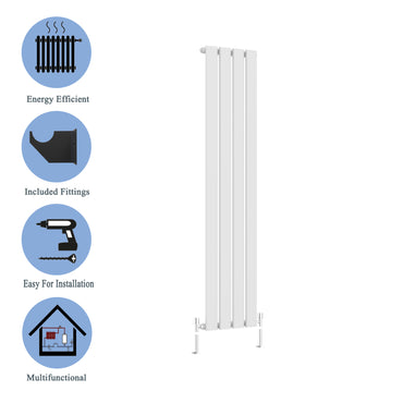 Modern Vertical 1800x680mm Single White Flat Panel Radiator