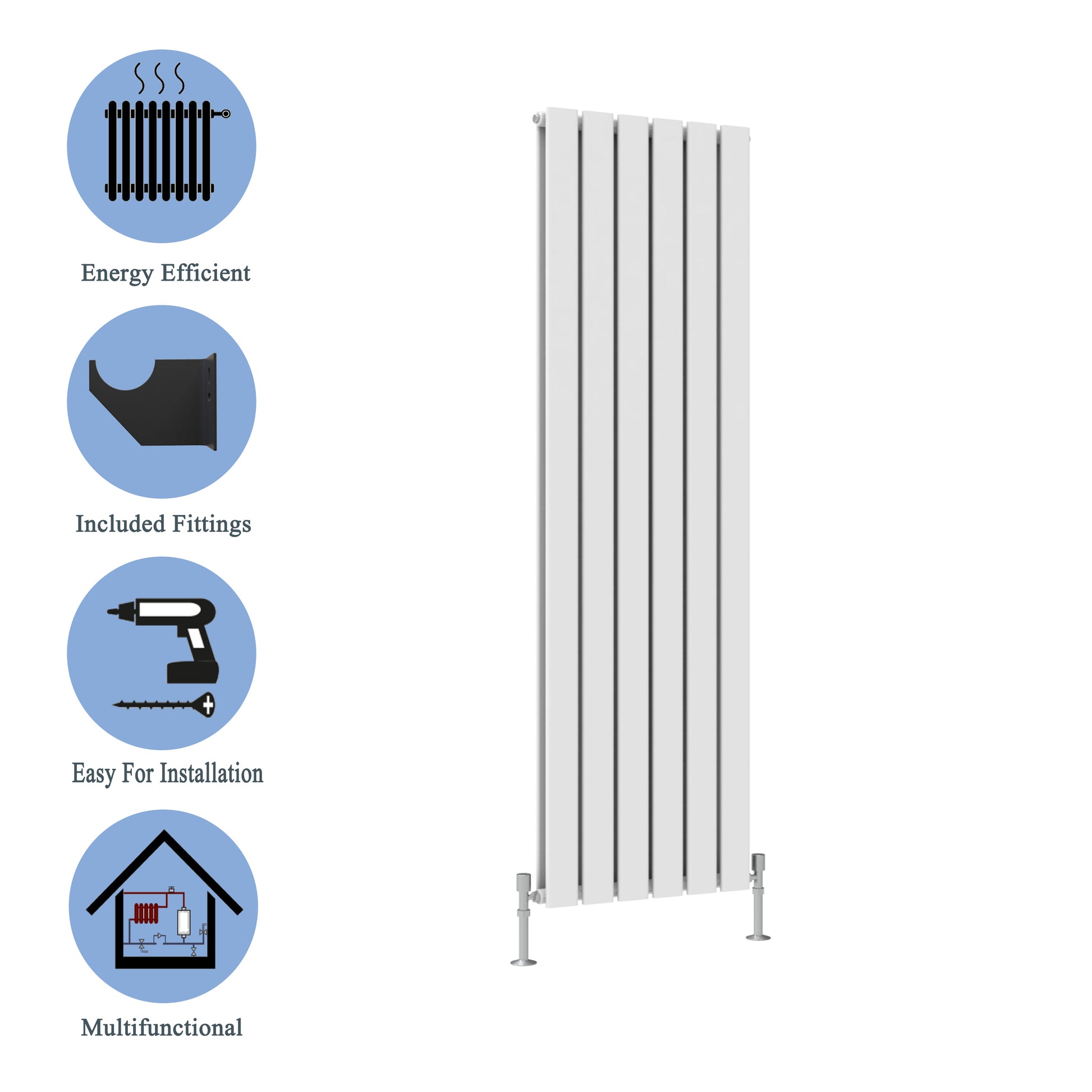 Modern Vertical Double White Flat Panel Radiator