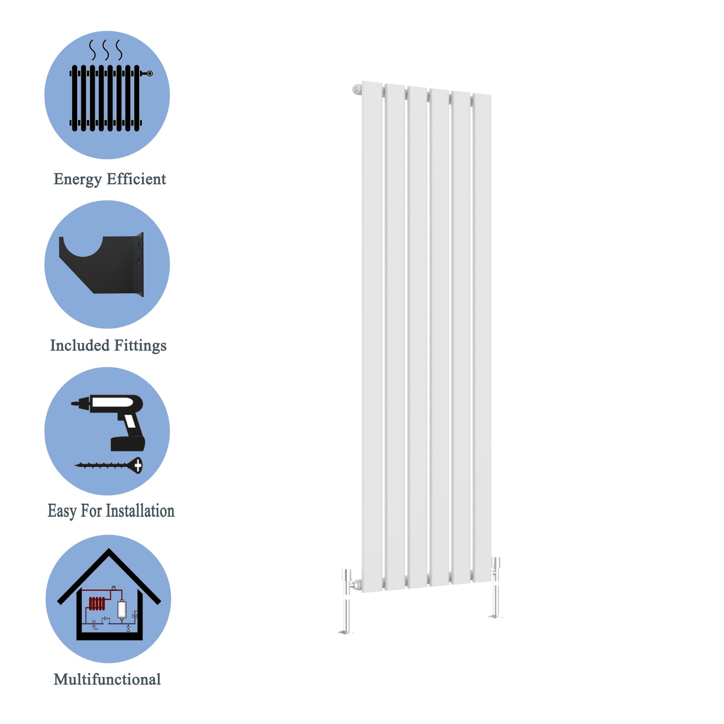 Modern Vertical 1800x680mm Single White Flat Panel Radiator