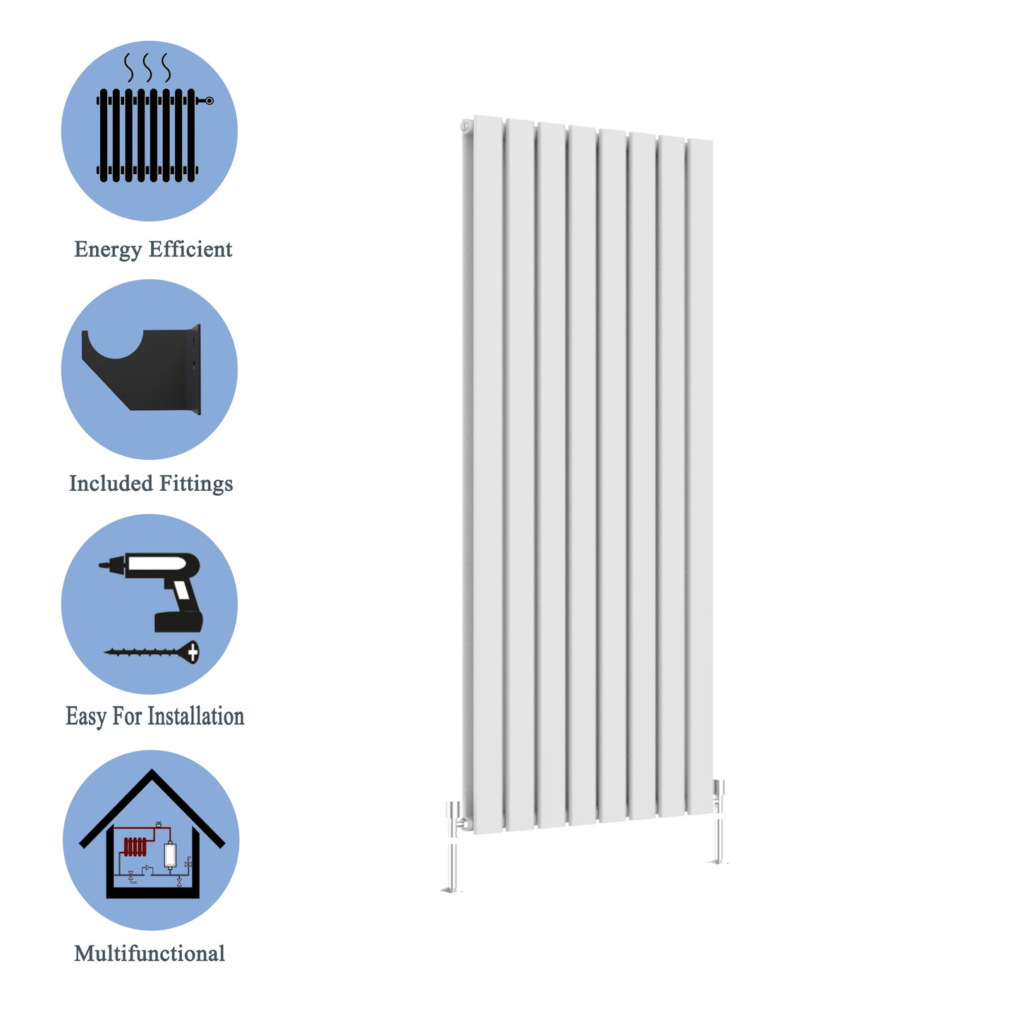 Modern Vertical Double White Flat Panel Radiator