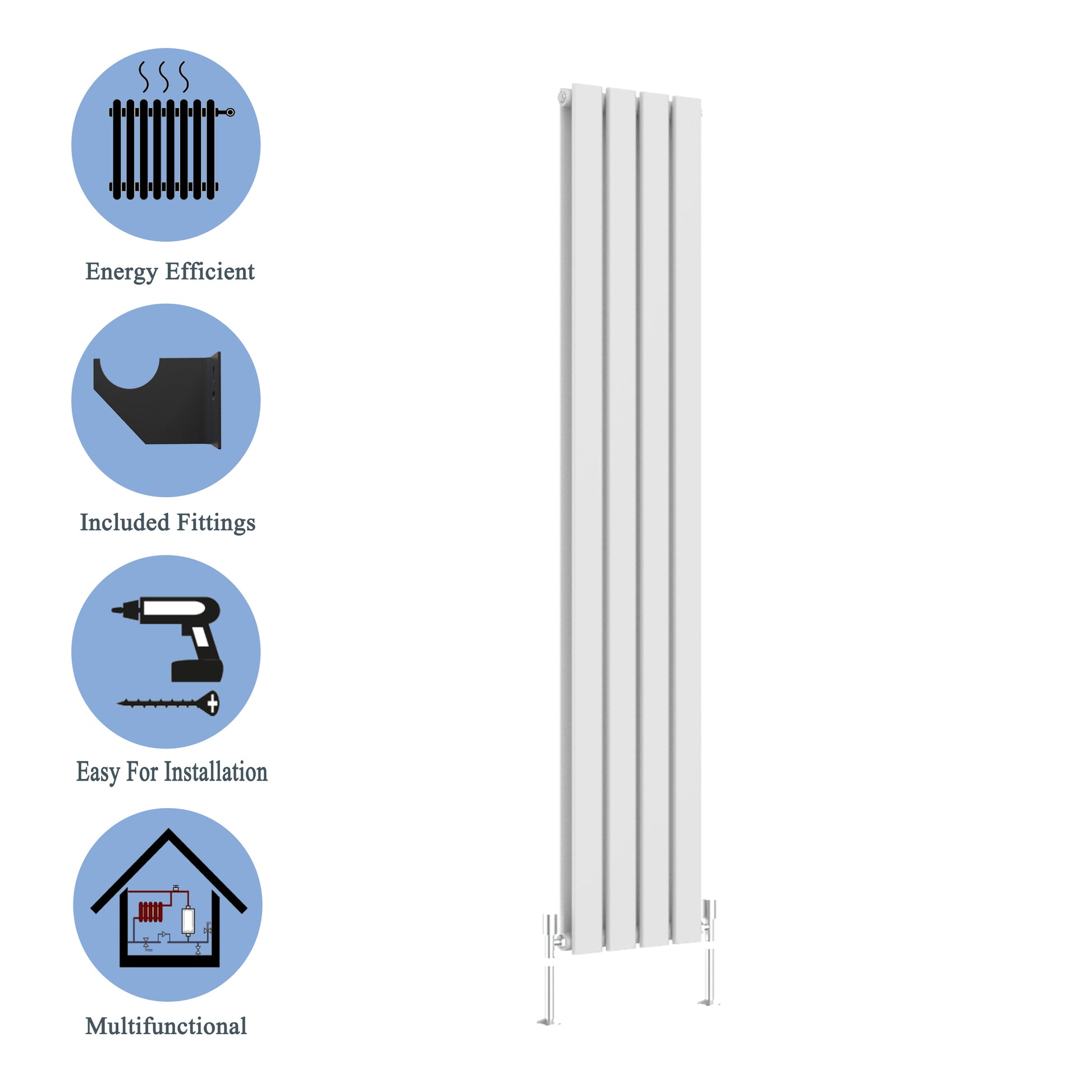 Modern Vertical Double White Flat Panel Radiator